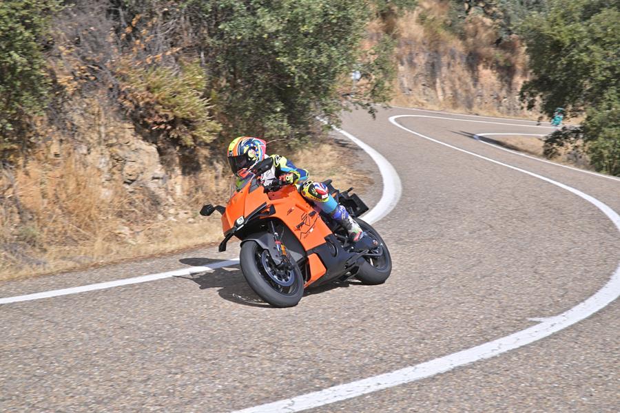 2026-on KTM 990 RCR riding on the road