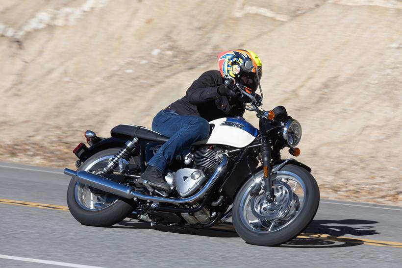 2026-on Triumph Bonneville T120 leaning into a corner