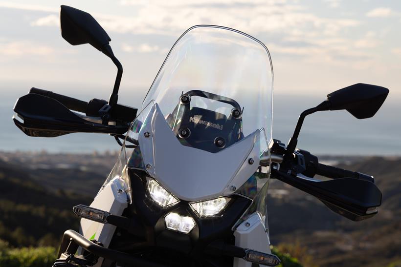 2026-on Kawasaki KLE500 static shot of the bike face on