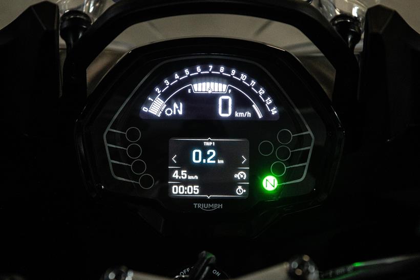 2026-on Triumph Tiger Sport 660, close up of dash display