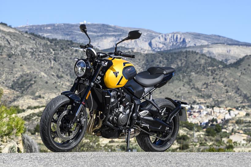 2026 Triumph Trident 660, on its side stand