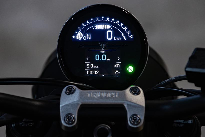 2026 Triumph Trident 660, close up of dashboard displays