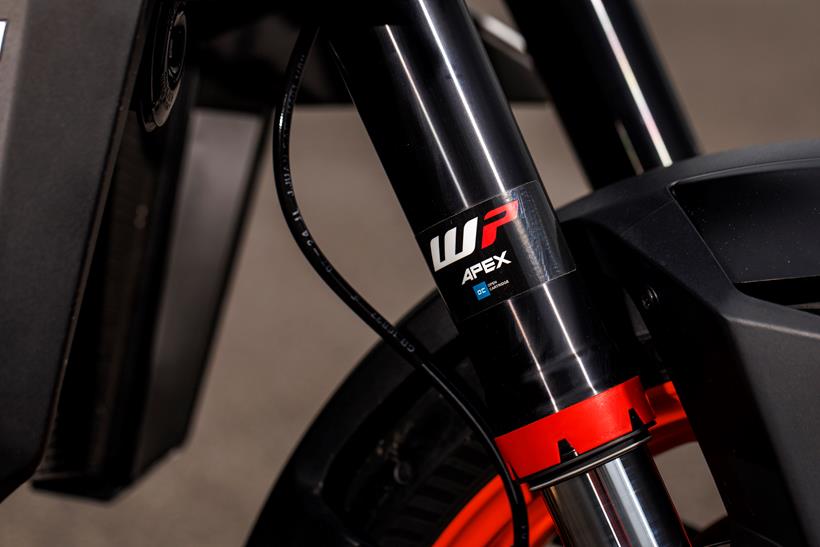 2026-on KTM 990 Duke R close-up of WP front shocks