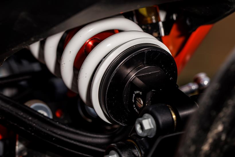 2026-on KTM 990 Duke R, detailed image of the rear shock