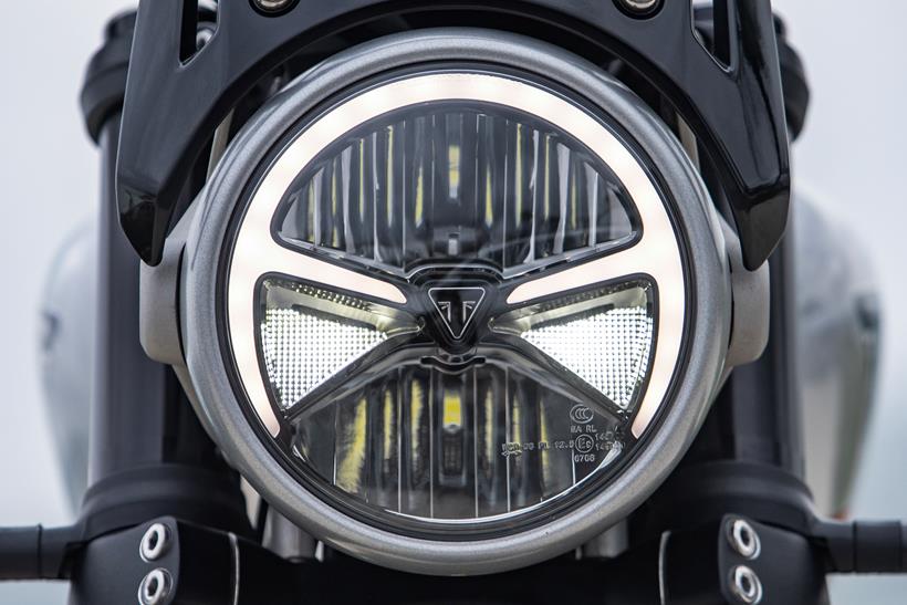 2026-on Triumph Tracker 400, close up of headlight