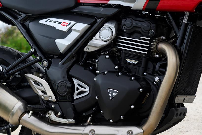 2026-on Triumph Thruxton 400 right hand engine shot