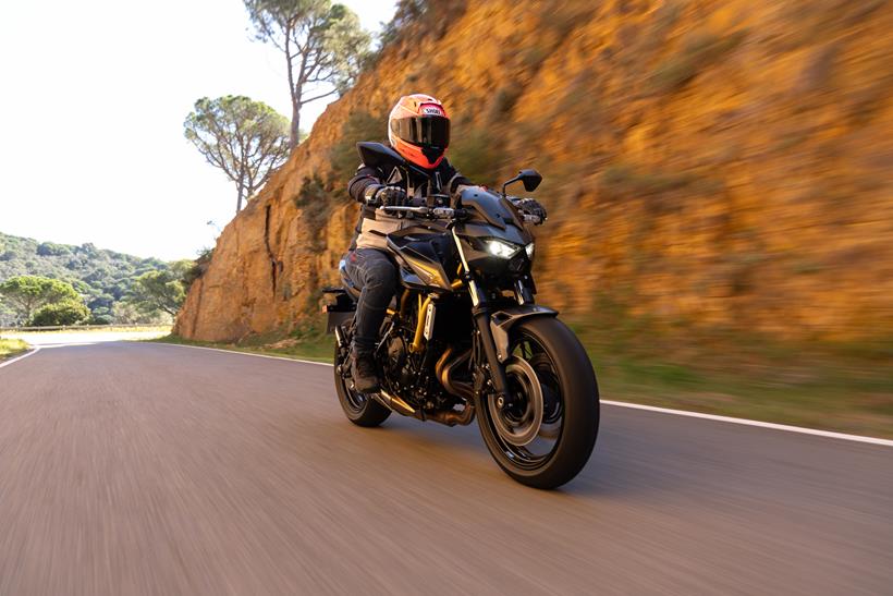 2026-on Kawasaki Z650S riding in the mountains