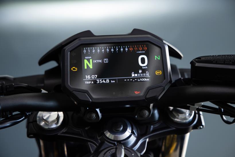 2026-on Kawasaki Z650S close up of the dash