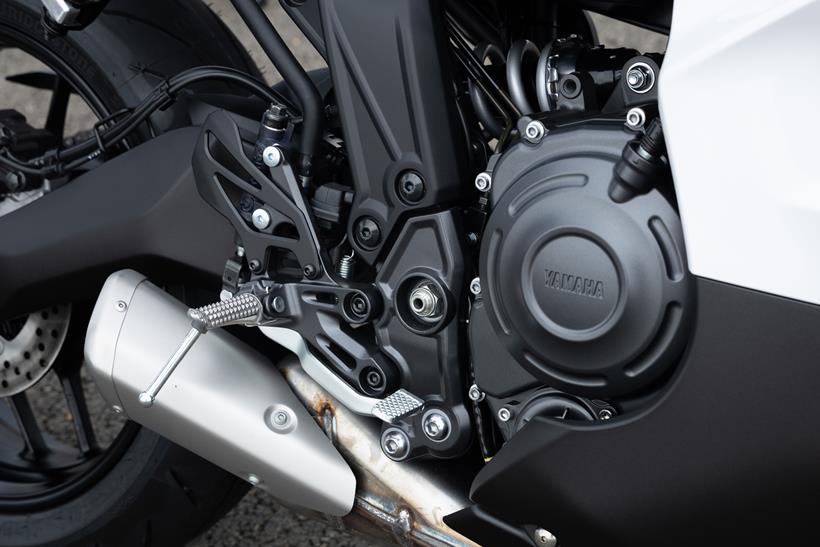 2026-on Yamaha R7 static right hand shot of the CP2 engine
