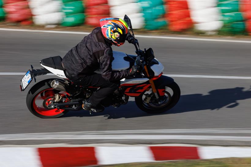 2026-on Fantic Stealth 500, leaning around a turn