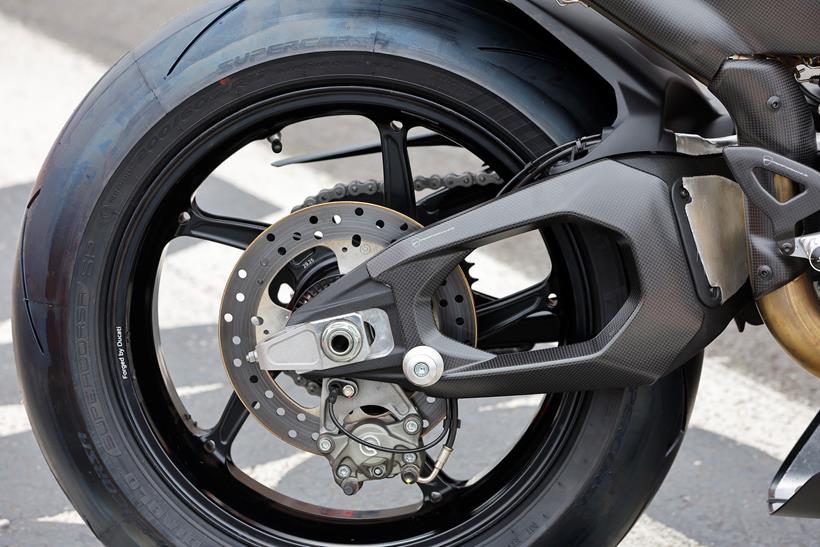 2026-on Ducati Panigale V4 R, close up of swingarm
