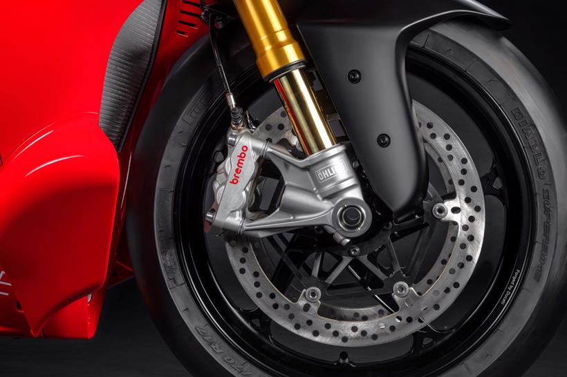 2026-on Ducati Panigale V4 R, studio close up of Brembo Hypure calipers