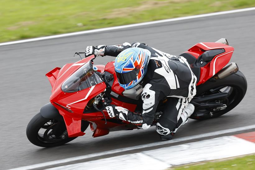 2026-on Ducati Panigale V4 R, leaning on track