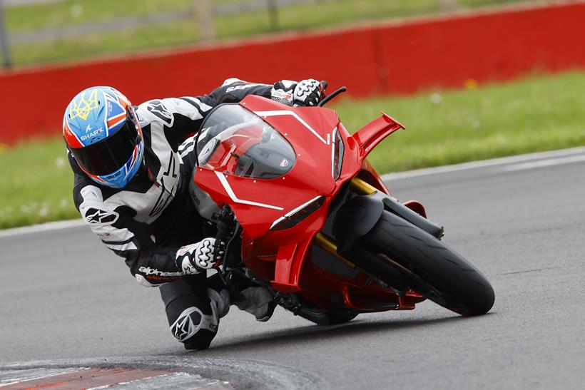 2026-on Ducati Panigale V4 R, leaning on track