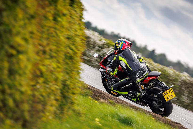 2026-on QJMotor SRK 921 RR exiting a corner