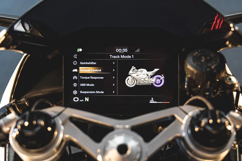 2026-on Norton Manx R Signature detailed pic of the dash and rider options