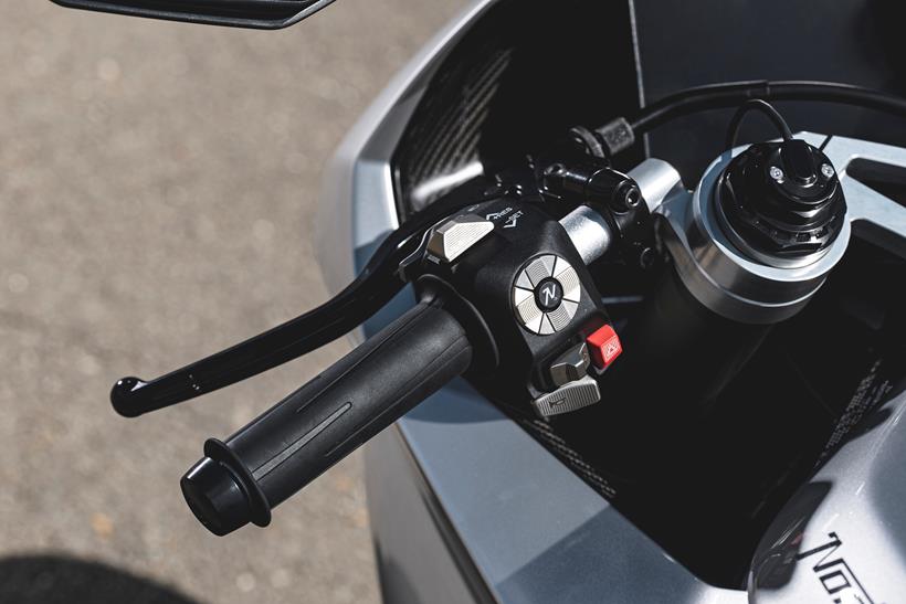2026-on Norton Manx R Signature detailed pic of the left hand switch gear