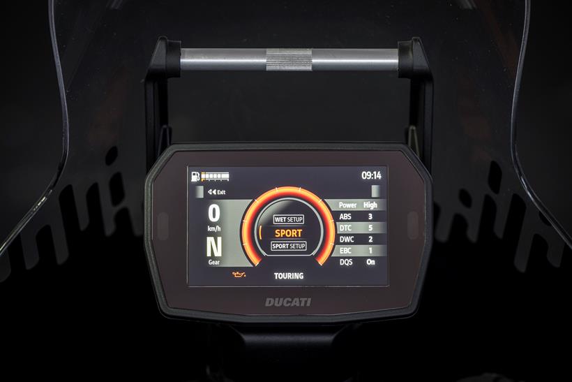 2026-on Ducati DesertX dash with different modes on