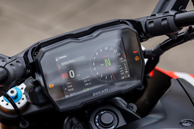 2026-on Ducati Diavel V4 RS close up of dash
