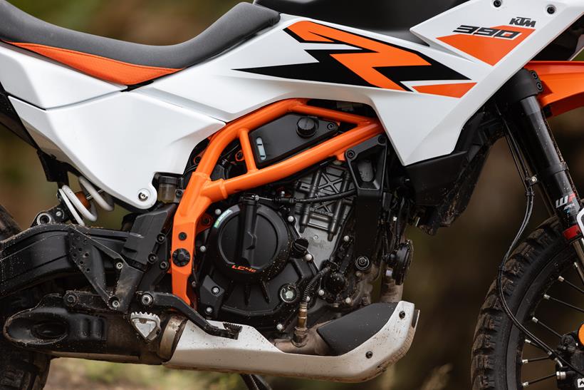 2025-on KTM 390 Adventure R right hand engine side shot