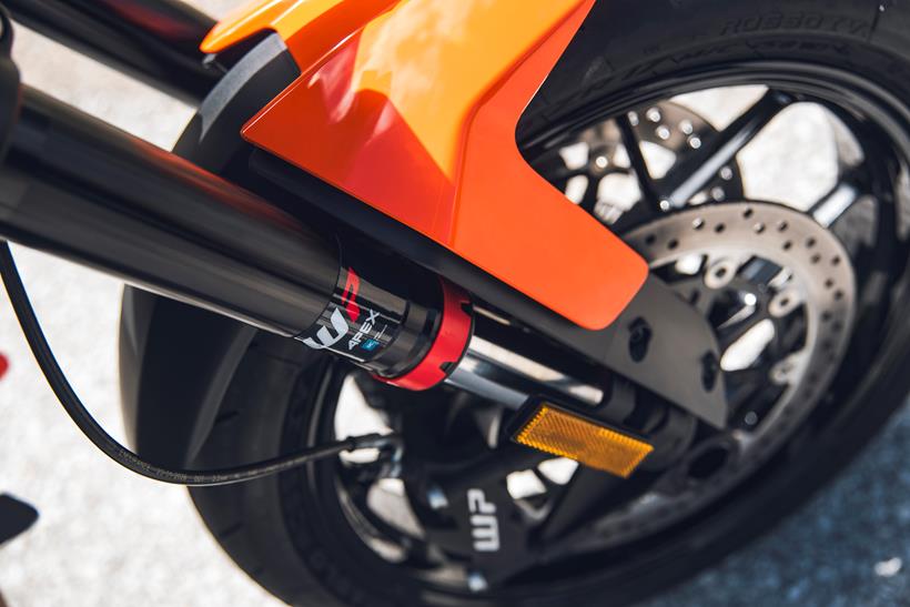 2027-on KTM 790 close up of the WP suspension
