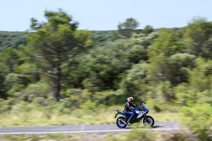 2026-on Suzuki SV-7GX riding in the mountains
