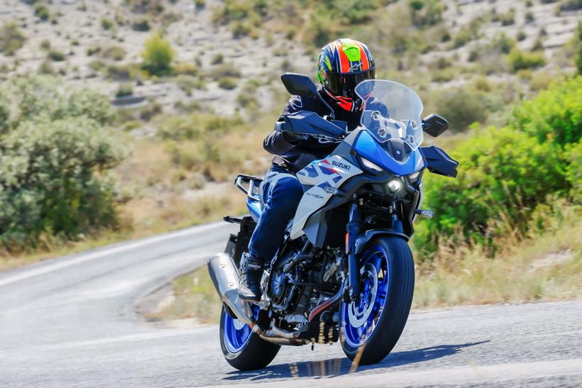 2026-on Suzuki SV-7GX riding up the mountain