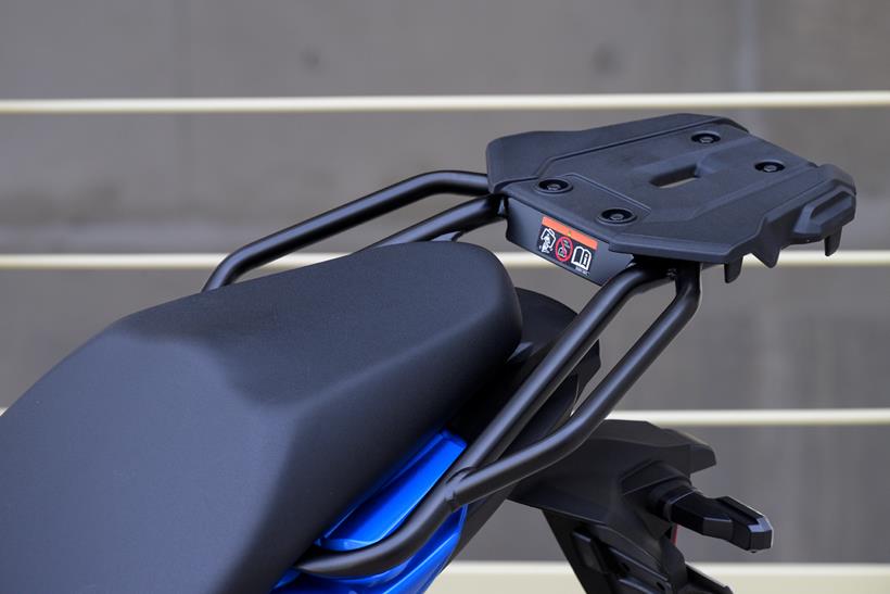 2026-on Suzuki SV-7GX detaield shot of the seat and rear rack