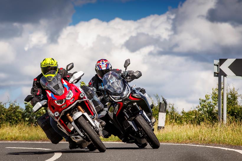 2026-on Moto Morini X-cape 1200 alongside a Honda Africa Twin