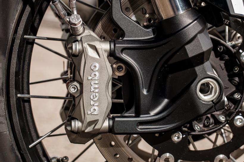 2026-on Moto Morini X-cape 1200 close up of Brembo brakes