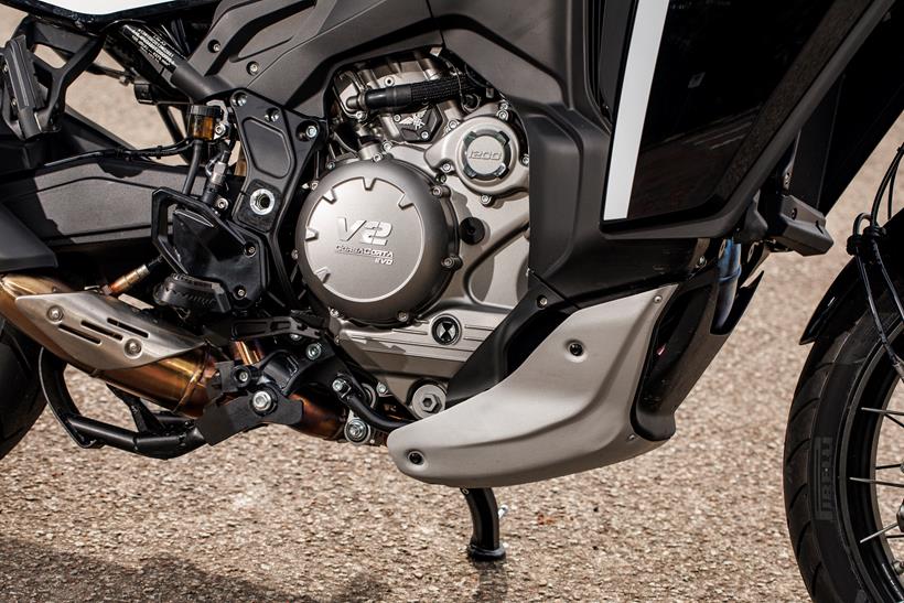2026-on Moto Morini X-cape 1200 engine and bash guard close up