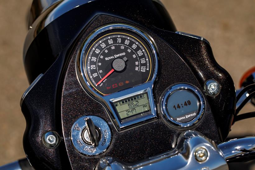 2026-on Royal Enfield Bullet 650 close up look at the clocks
