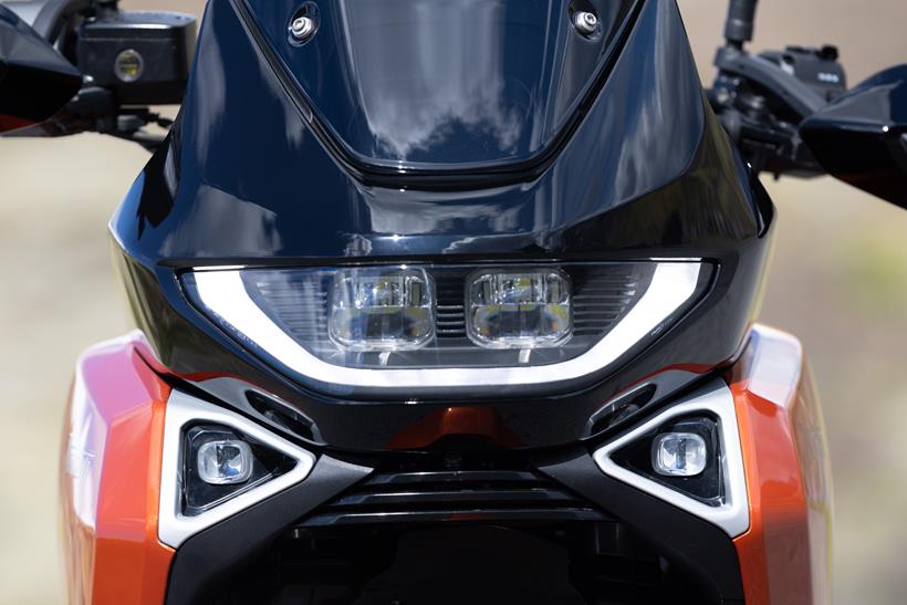 2027-on Norton Atlas Apex close up of the front headlight